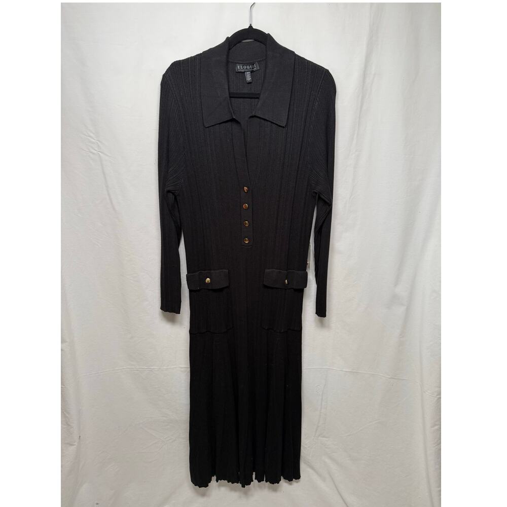 ELOQUII Women's Sweater Maxi Dress, Black/Gold, Size 18/20 - New with Tags!